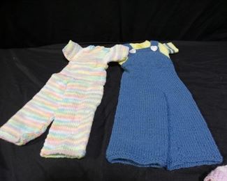4 New Hand Knit Coverall Doll Outfits