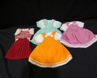 4 New Handmade Knit Doll Jumpers & Skirt