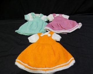 4 New Handmade Knit Doll Jumpers & Skirt