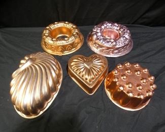 5 Copper Jello Molds