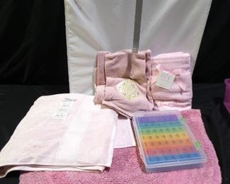 New with Tags! Towel Sets, Laundry Basket, & More