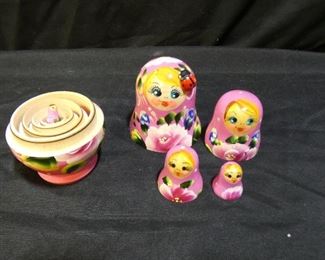 3 Wooden Nesting Doll Sets