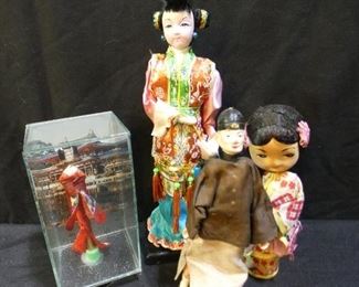 4 Vintage Asian Dolls & Figurines