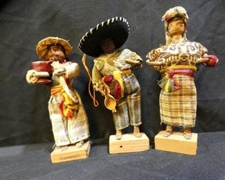 3 Vintage Guatemalan & 2 Mexican Dolls