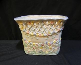 Hand Turned Cherry Bowl & Porcelain Planters