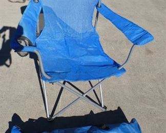 Two Blue Folding Ozark Trail Camping Chairs