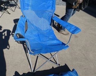 Two Blue Folding Ozark Trail Camping Chairs