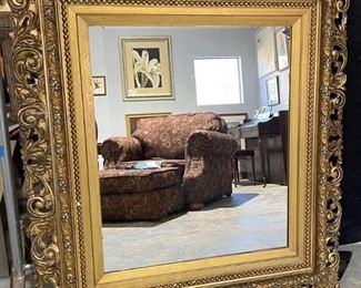 Gold Frame Antique Wood Carved Wall Mirror