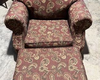 Gorgeous Upholstered Arm Chair with Ottoman