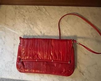 Vintage Red Eel Skin Handbag