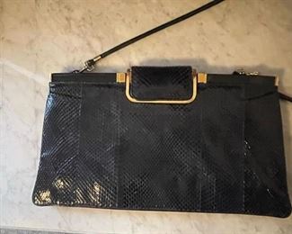 Vintage Black and Gold Eel Skin Handbag