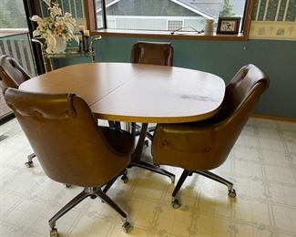 Vintage Retro Oval Chromcraft Dinette Set with C194 Rolling Chairs