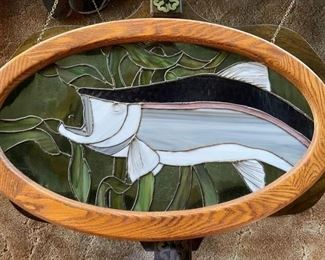 Hanging stained glass fish art