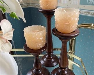 Wooden Candle Holder Set