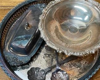 Silver plate serving items