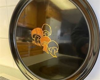 Vintage Mid-Century Modern Couroc of Monterey California Mushroom Serving Pieces - Original Paper Label on Back 