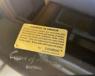 Vintage Mid-Century Modern Couroc of Monterey California Mushroom Serving Pieces - Original Paper Label on Back 