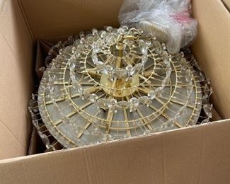 Chandelier Schonbek Drop Section Round Brass w Crystals