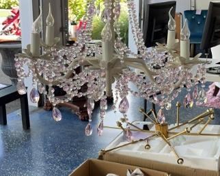 Chandelier Small Hanging Klaffs with Pink Crystals