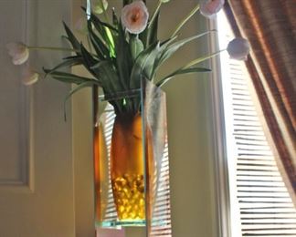 Unique Rustic Amber Vase with Flowers