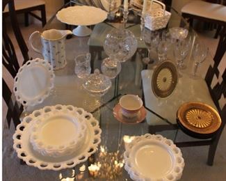 Dining Room Table Top, Lace Edge, Cake Plate, Limoges, Pitcher, Gold Plates, Rose Bowl, Basket