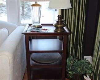 Tiered  Side Table and Lamps