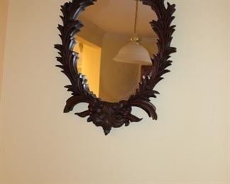 Antique Ornate Wood Framed Mirror
