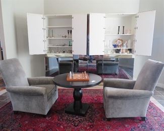 Pair of Donghia chairs and wonderful designer table