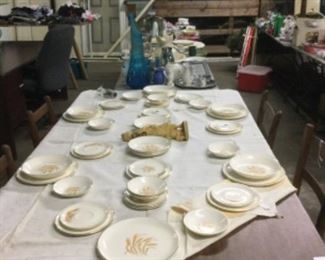 Vintage golden wheat dishes
