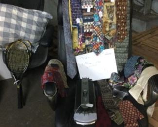 Office chairs and Los of mens ties and tie rack