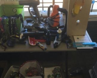 Ribbon holder, ribbon, hand dryer and other grooming supplies