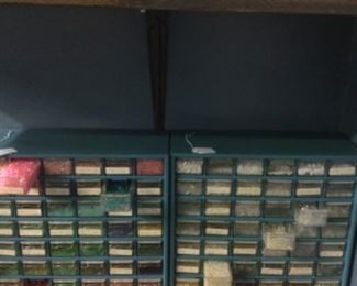 2 large pull draw draw bins with jewelry making supplies