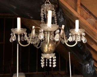 Antique 5arm Chandelier with prisms