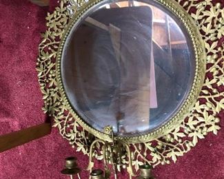 Antique Brass Mirror Sconce
