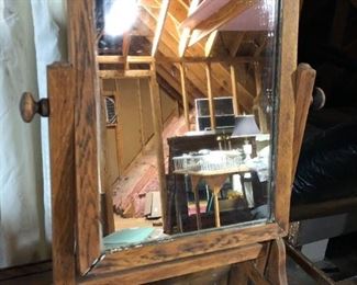 Antique Country Oak Shaving Mirror