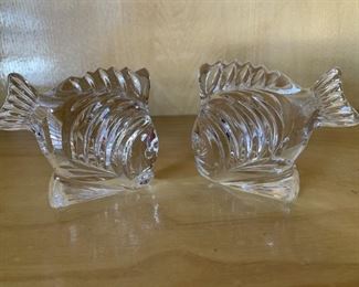 (2) Waterford Crystal Angel Fish Paperweights