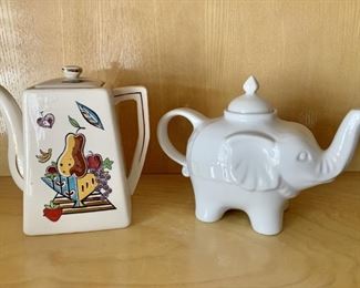 (2)Whimsical Tea Pots-Elephant Shape & Fruit Motif