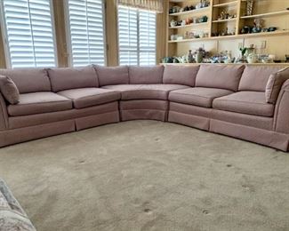Large Dusty Rose Fabric Sectional