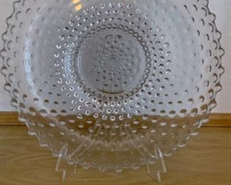 Vintage Hobnail Clear Pressed Glass 12in Bowl