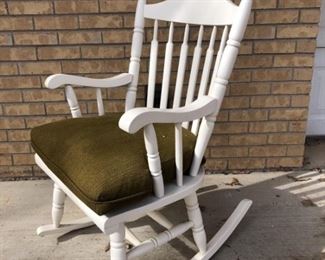 Very Sturdy Painted White Rocker with Cushion