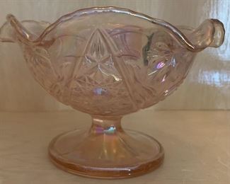 Vintage Pressed Pink Glass Compote by Lenox