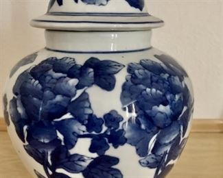 Blue and White Lidded Chinese Ginger Jar