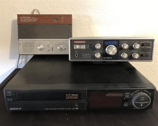 (3) Retro Tech: Courier Gladiator CB Radio, Sony VHS Player, & a Duofone Answering Machine with Dual Cassette
