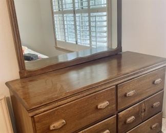 Wooden 6-Drawer Dresser with Mirror