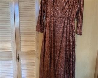 Copper Sequined Evening Gown Size 16