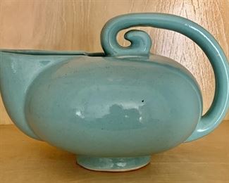 Vintage Unique Aqua Stoneware Tea Pot