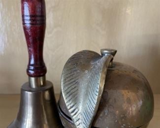 (2) Brass: Bell & Covered Apple Bowl