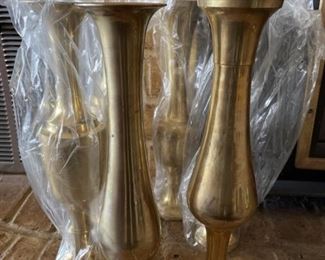 (6) 12in Brass Bud Vases