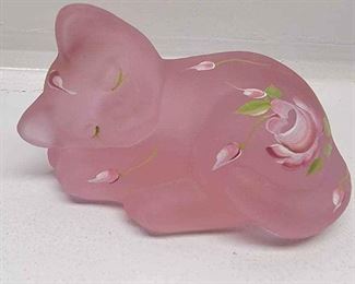 Hand Painted Fenton for Lenox Rose  The Little Pink Cat