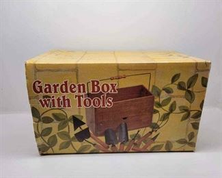 Vintage Cracker Barrel Garden Box With Tools, New